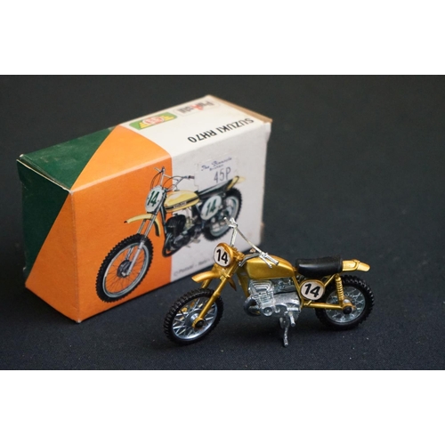 1300 - Five boxed diecast & plastic model motorbikes to include 3 x Polistil (750 GT55, 114 Suzuki RH70 & 1... 