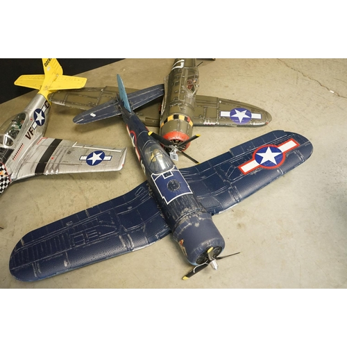 309 - Three RC WWII Fighter Planes to include Art Tech P-51D Mustang, unmarked P-47D Thunderbolt & unmarke... 