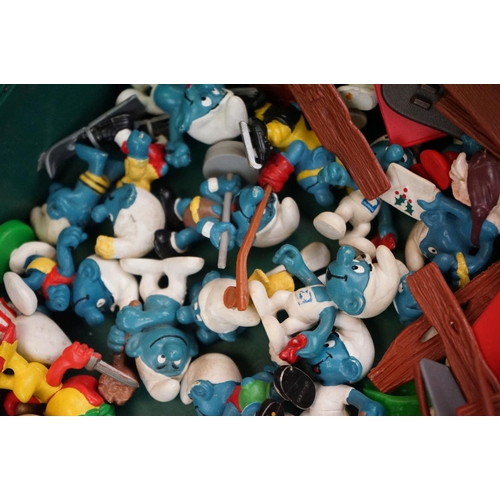 328 - 49 Payo / Schleich Smurfs figures from 1970s/80s featuring Papa Smurf, Tennis Smurf, Hang glider Smu... 