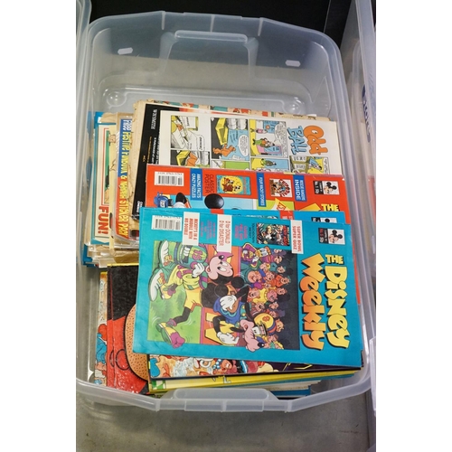 338 - Quantity of various childrens annuals and comics to include Bubble and Squeek, Buster, Dandy and man... 