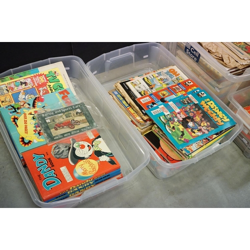 338 - Quantity of various childrens annuals and comics to include Bubble and Squeek, Buster, Dandy and man... 