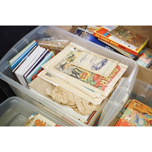 338 - Quantity of various childrens annuals and comics to include Bubble and Squeek, Buster, Dandy and man... 