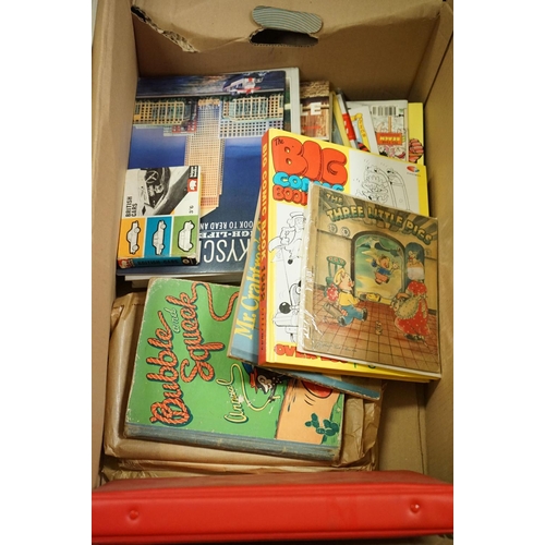 338 - Quantity of various childrens annuals and comics to include Bubble and Squeek, Buster, Dandy and man... 