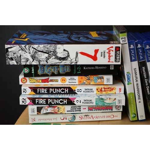 343 - Quantity of Manga Novels featuring Dragon Ball, Fire Punch, Vagabond, Dr Stone, etc plus 9 ps4 games... 