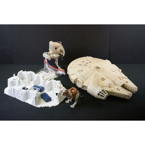 348 - Star Wars - Collection of original toys to include, Wumpa, Rancore, Tauntaun, Imperial Attack Base (... 