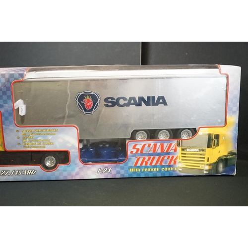 350 - 4 Boxed Radio control vehicles to include Humblebee Helicopter, Trucking Kids Scania Truck, Impact I... 