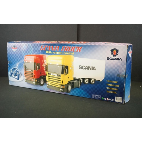 350 - 4 Boxed Radio control vehicles to include Humblebee Helicopter, Trucking Kids Scania Truck, Impact I... 