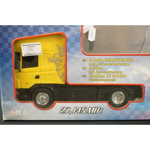 350 - 4 Boxed Radio control vehicles to include Humblebee Helicopter, Trucking Kids Scania Truck, Impact I... 