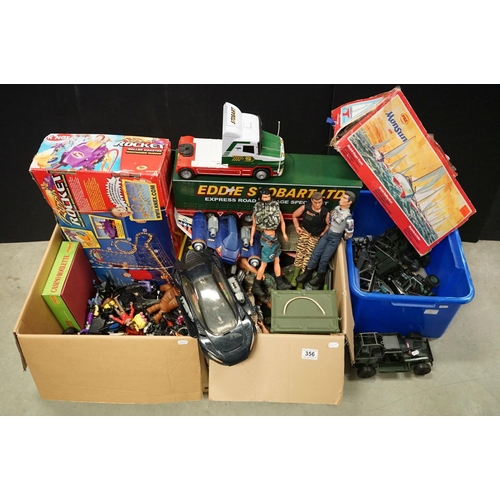 356 - Quantity of diecast & action figures to include Hasbro Action Man (14 x figures, clothing, boots & w... 