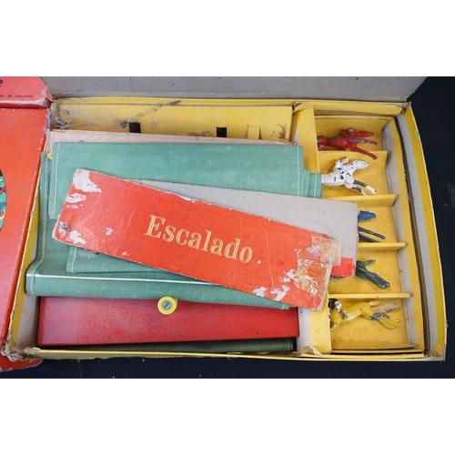 357 - Seven Boxed Chad Valley Escalado horse racing games with metal horses, together with 6 spare metal h... 