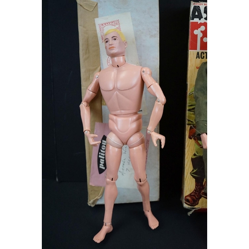 372 - Action Man - Three original Palitoy figures in original boxes to include Action Soldier with booklet... 