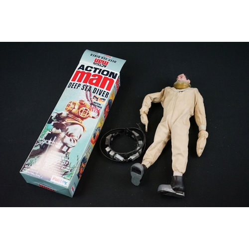 374 - Action Man - Five original figures with various reproduction boxes, plus a boxed AM Palitoy Task For... 