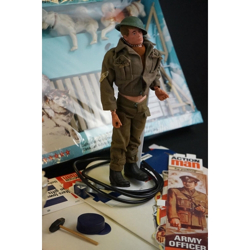 374 - Action Man - Five original figures with various reproduction boxes, plus a boxed AM Palitoy Task For... 