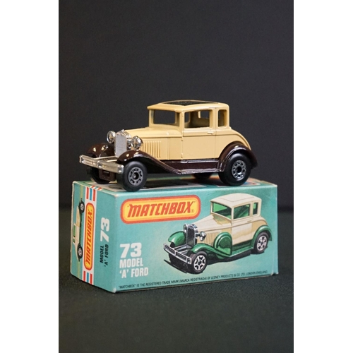 1237 - Eight boxed Matchbox diecast models to include King Size No 5 Foden Truck in yellow, 73 Model A Ford... 