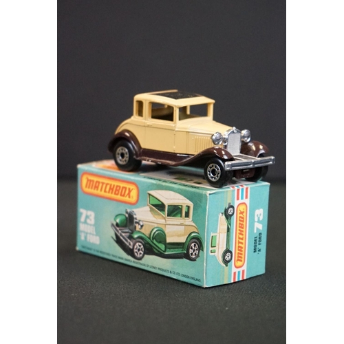 1237 - Eight boxed Matchbox diecast models to include King Size No 5 Foden Truck in yellow, 73 Model A Ford... 