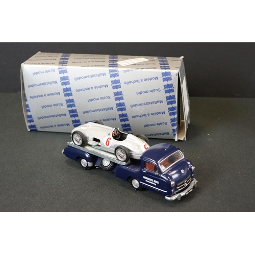 1243 - Four boxed diecast models to include Conrad 103401 LE Mercedes Benz 1955 Racing Car Transporter with... 