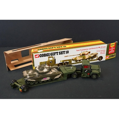 1246 - Four Boxed Corgi military diecast models to include a Corgi Gift Set 10 Tank Transporter and Centuri... 