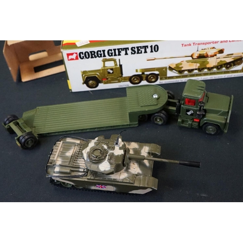 1246 - Four Boxed Corgi military diecast models to include a Corgi Gift Set 10 Tank Transporter and Centuri... 