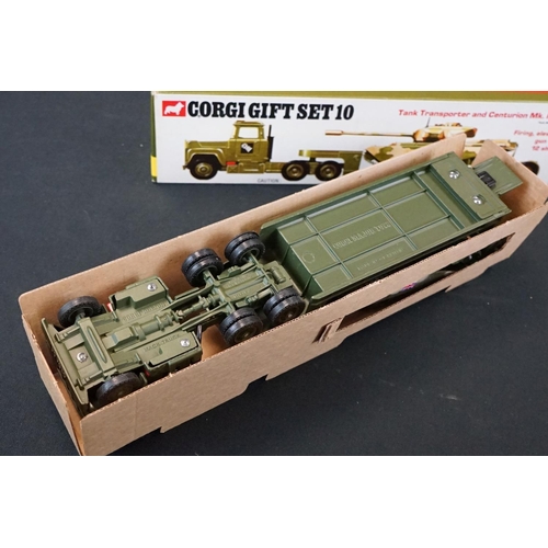 1246 - Four Boxed Corgi military diecast models to include a Corgi Gift Set 10 Tank Transporter and Centuri... 