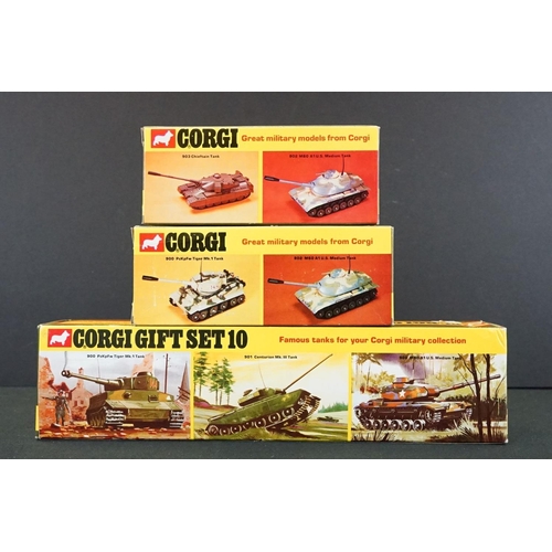 1246 - Four Boxed Corgi military diecast models to include a Corgi Gift Set 10 Tank Transporter and Centuri... 