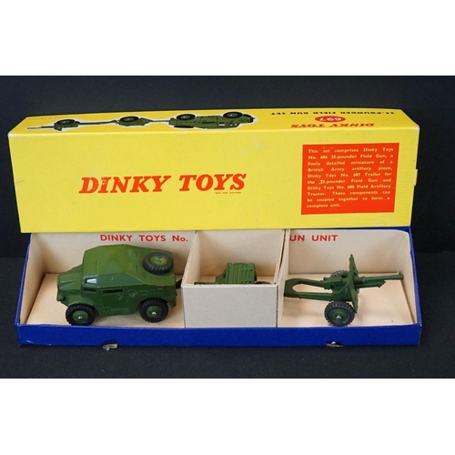 1248 - Four Boxed Dinky military diecast models to include a 697 25-Pounder Field Gun Set, 693 7.2 Howitzer... 