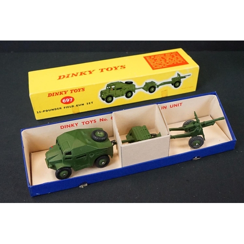 1248 - Four Boxed Dinky military diecast models to include a 697 25-Pounder Field Gun Set, 693 7.2 Howitzer... 