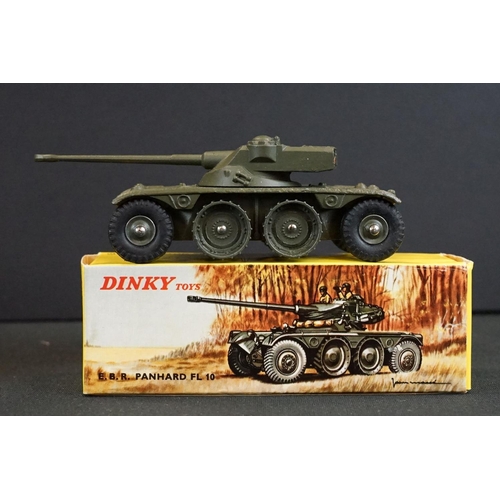 1256 - Six Boxed Dinky French military diecast models to include 813 Canon De 155 Automoteur, 814 AML Panha... 