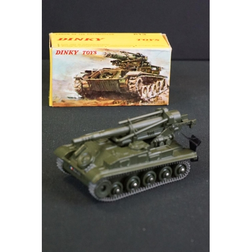 1256 - Six Boxed Dinky French military diecast models to include 813 Canon De 155 Automoteur, 814 AML Panha... 