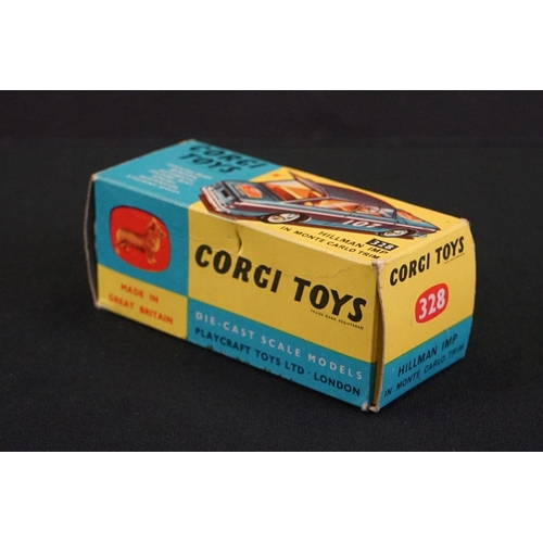 1305 - Boxed Corgi 328 Hillman Imp in Monte Carlo Trim diecast model in metallic blue, race number 107, die... 