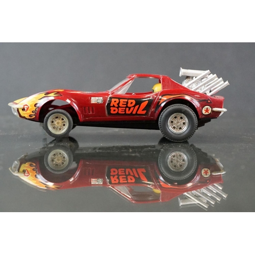 1312 - Boxed Exin Scalextric 4050 Chevrolet Corvette Dragster slot car in dark red, vg with vg box