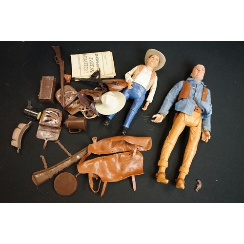 322 - Wild West - Boxed Marx Thunderbolt figure & 2 x Johnny West figures with a quantity of accessories a... 