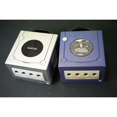 324 - Retro Gaming - Two Nintendo Game Cube consoles each with a controller (purple & silver) plus 15 x ca... 