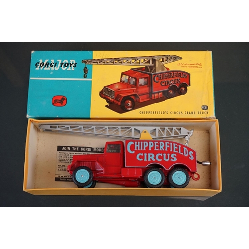 1003 - Two boxed Corgi Chipperfield Circus diecast models to include 1121 Crane Truck (box with split to on... 