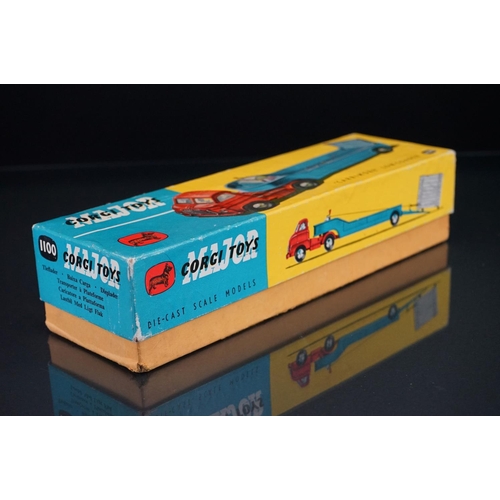 1004 - Boxed Corgi Major 1100 Carrimore Low Loader diecast model with red cab and blue trailer, diecast vg ... 