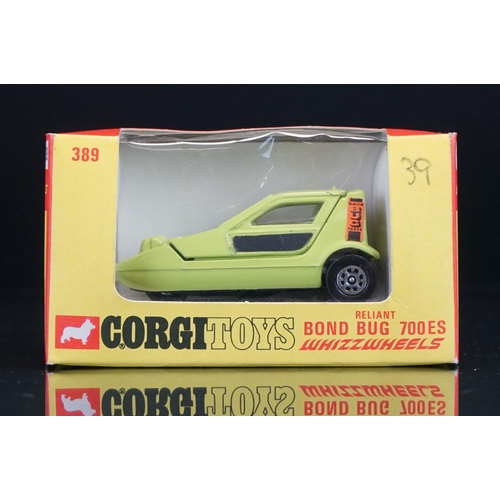 1008 - Boxed Corgi Whizzwheels 389 Reliant Bond Bug 700ES diecast model in green, vg