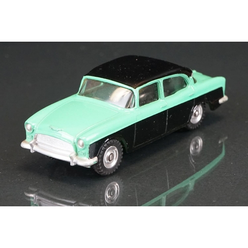 1015 - Boxed Dinky 165 Humber Hawk with windows diecast model in two tone black/green body, chrome hubs, di... 