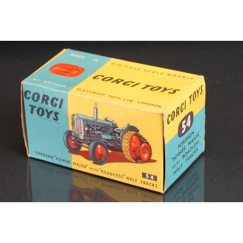 1017 - Boxed Corgi 54 Fordson Power Major with Roadless Half Tracks diecast model in blue, vg