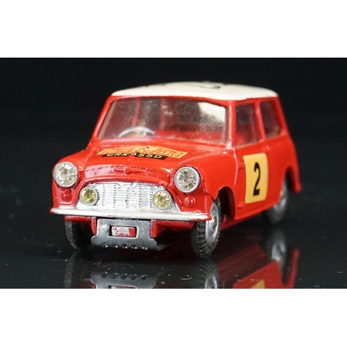 1020 - Boxed Corgi 321 Monte Carlo BMC Mini Cooper S diecast model in red, white roof with autographs, orig... 