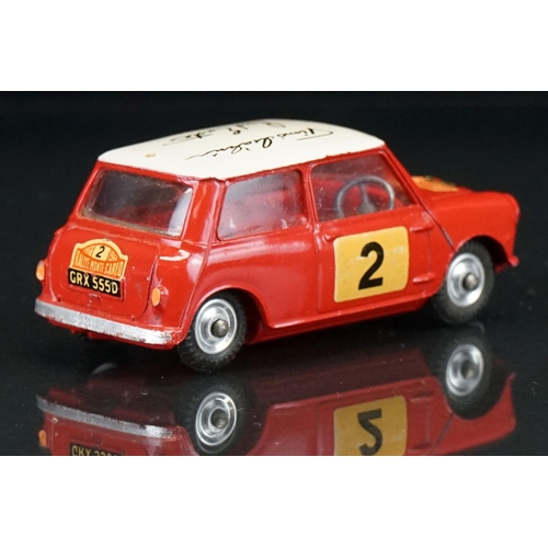 1020 - Boxed Corgi 321 Monte Carlo BMC Mini Cooper S diecast model in red, white roof with autographs, orig... 