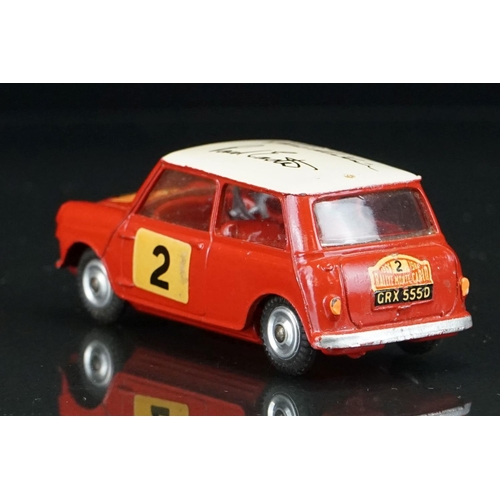 1020 - Boxed Corgi 321 Monte Carlo BMC Mini Cooper S diecast model in red, white roof with autographs, orig... 