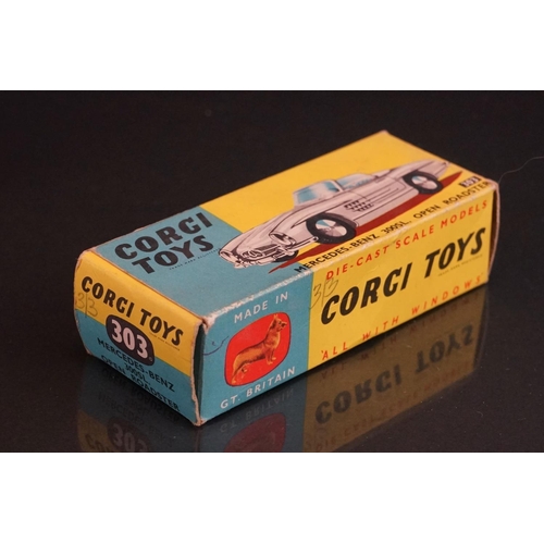 1025 - Three boxed Corgi diecast models to include 303 Mercedes Benz 300SL Open Roadster in sky blue, 309 A... 