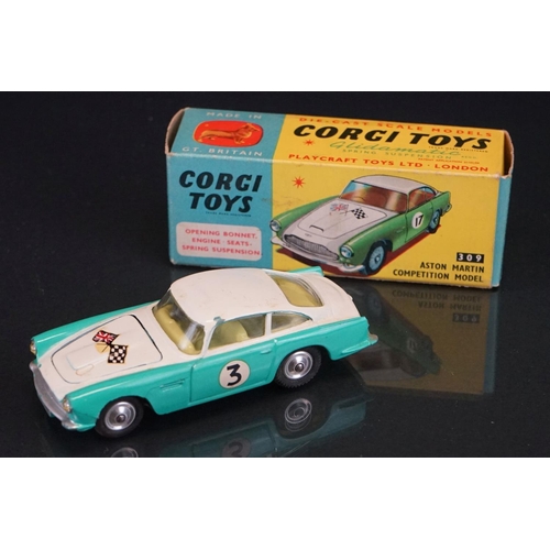 1025 - Three boxed Corgi diecast models to include 303 Mercedes Benz 300SL Open Roadster in sky blue, 309 A... 