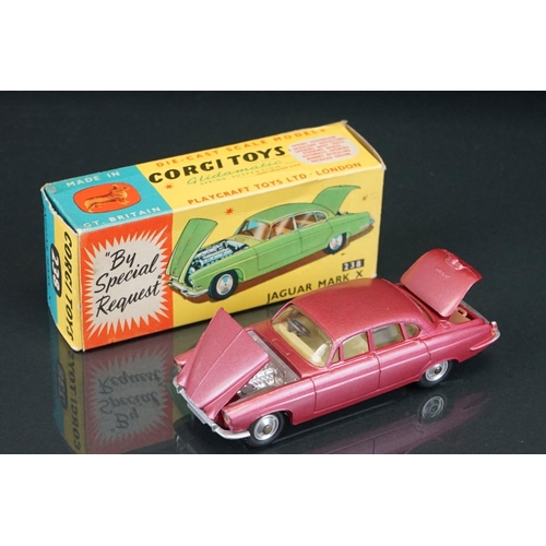 1037 - Two boxed Corgi diecast models to include 238 'By Special Request' Jaguar Mark X in metallic cerise ... 