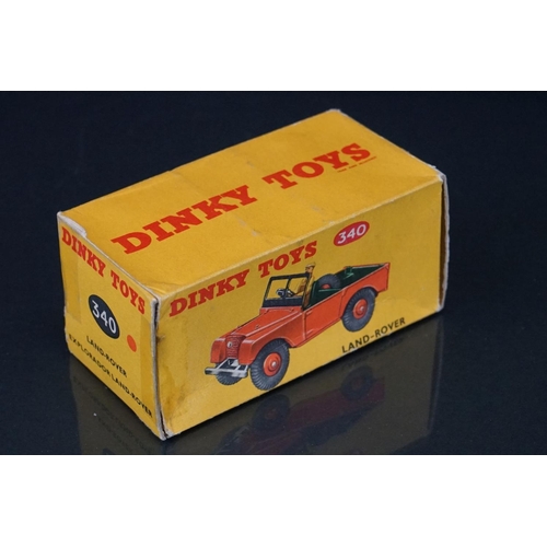 1040 - Two boxed Dinky diecast models to include 340 Land Rover in orange with driver, red hubs, dark green... 