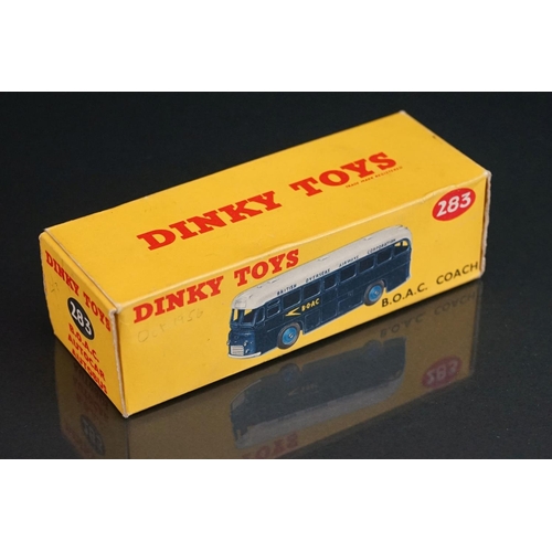 1043 - Boxed Dinky 283 BOAC Coach diecast model, decals excellent, light blue hubs, minor paint chips but d... 