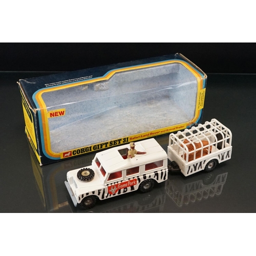 1061 - Three boxed Corgi diecast models to include Gift Set 31 Safari Land Rover and Animal Trailer with li... 