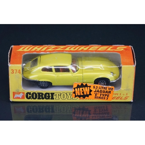 1062 - Four boxed Corgi Whizzwheels diecast models to include 374 4.2 Litre Jaguar E Type 2+2 in yellow, 30... 