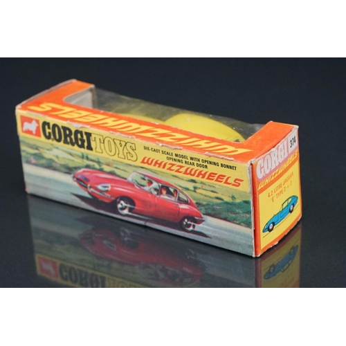 1062 - Four boxed Corgi Whizzwheels diecast models to include 374 4.2 Litre Jaguar E Type 2+2 in yellow, 30... 