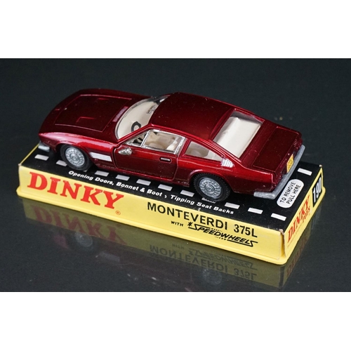 1063 - Three cased Dinky diecast models to include 213 Ford Capri Rally Car in metallic red (crack to case)... 