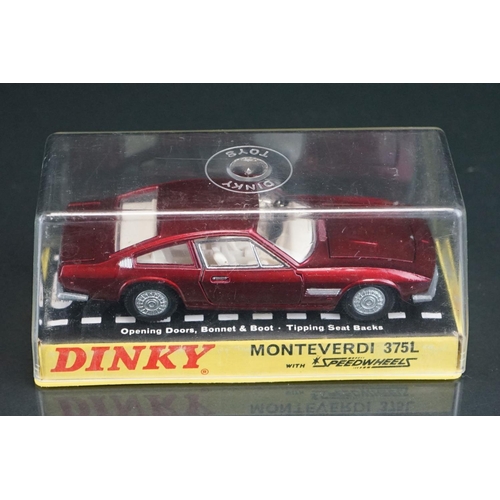 1063 - Three cased Dinky diecast models to include 213 Ford Capri Rally Car in metallic red (crack to case)... 